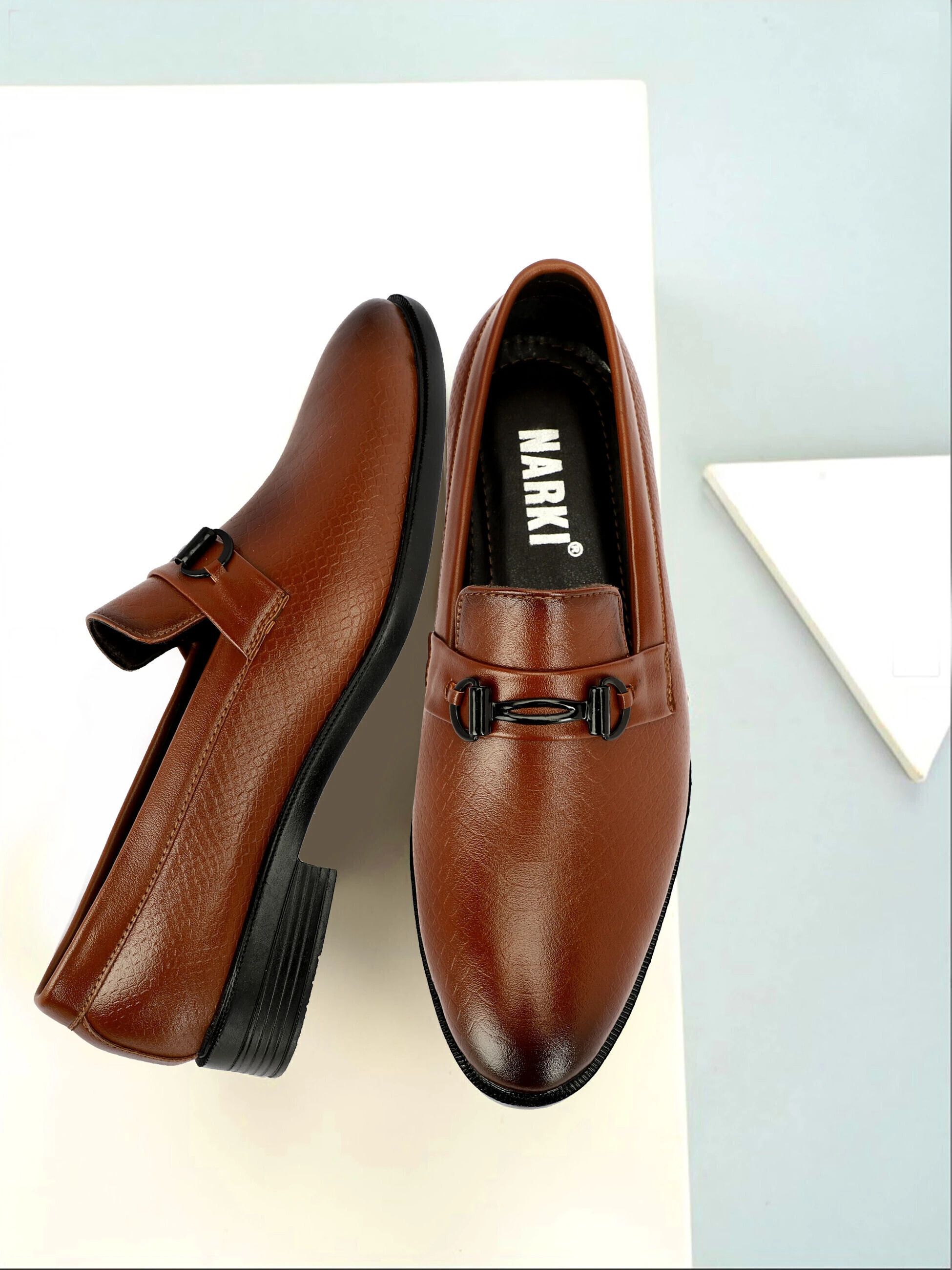 Tan Horsebit Loafers – Stylish & Comfortable Faux Leather Slip On For Men-image-5