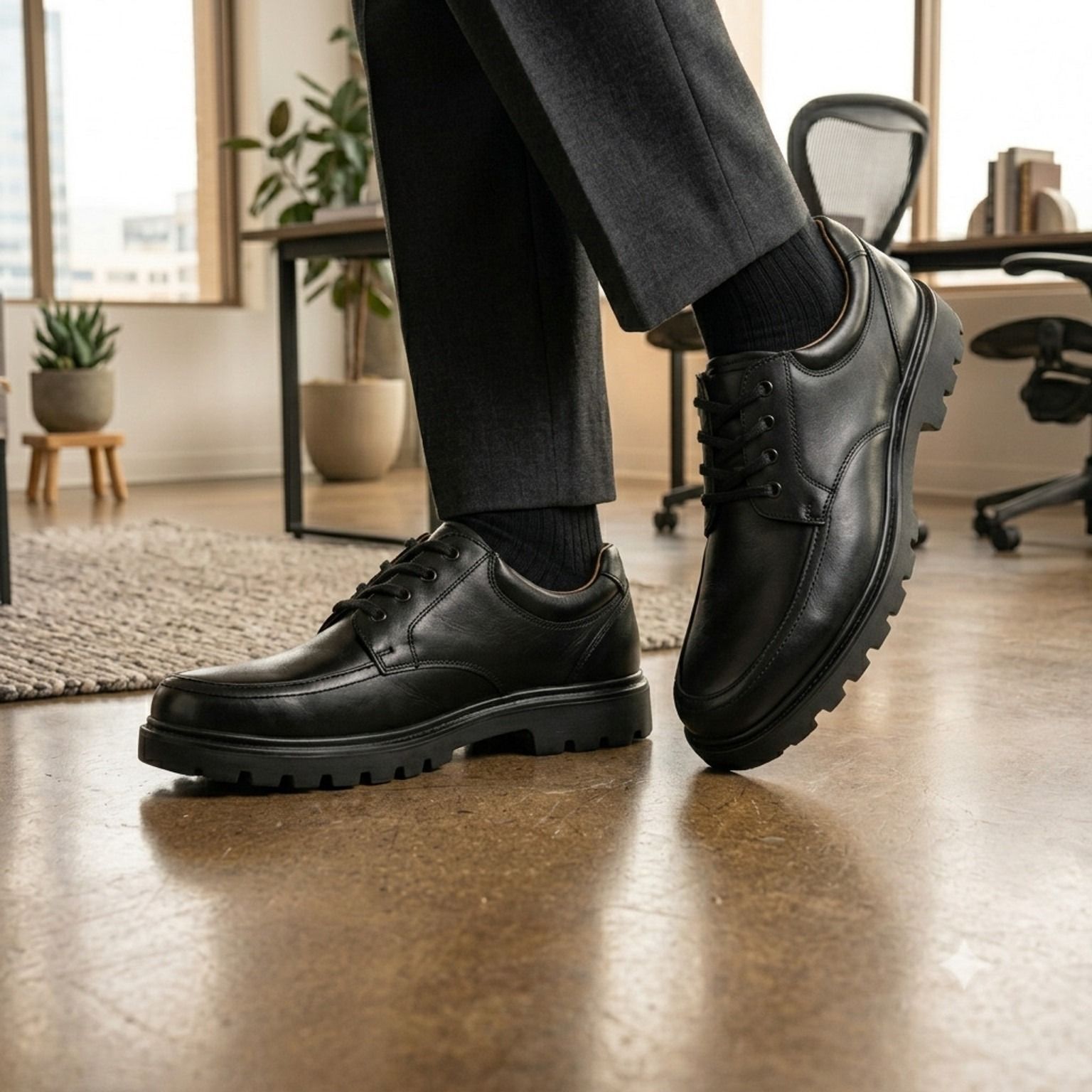 TF40 Executive Black Derby Lace-Up Formal Shoes for Men Casuals For Men-image-3