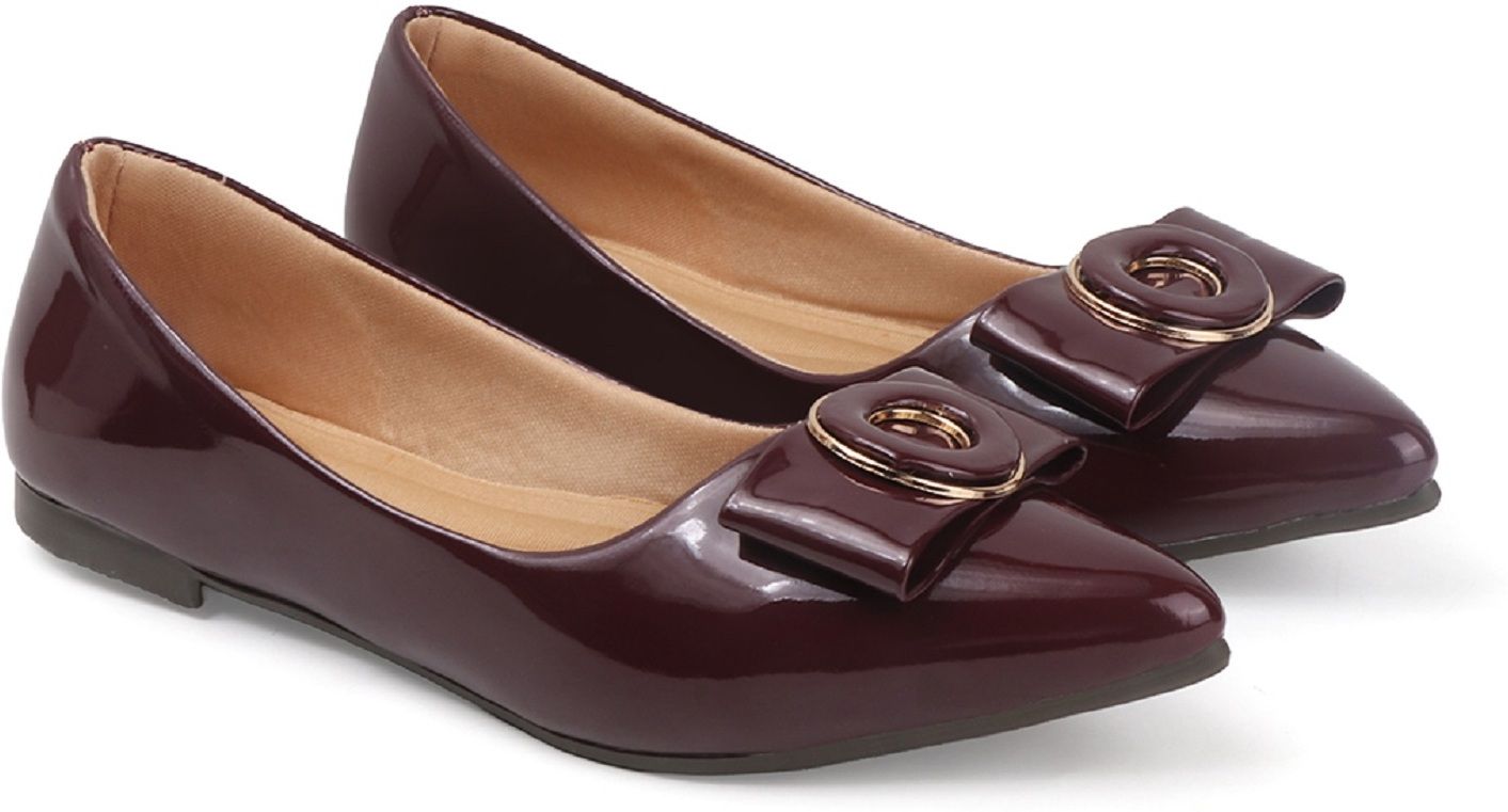 Inkcraft Women’s Stylish Patent Flat Shoes with Bow & Metal Accent – Cherry Casuals For Women-image-6