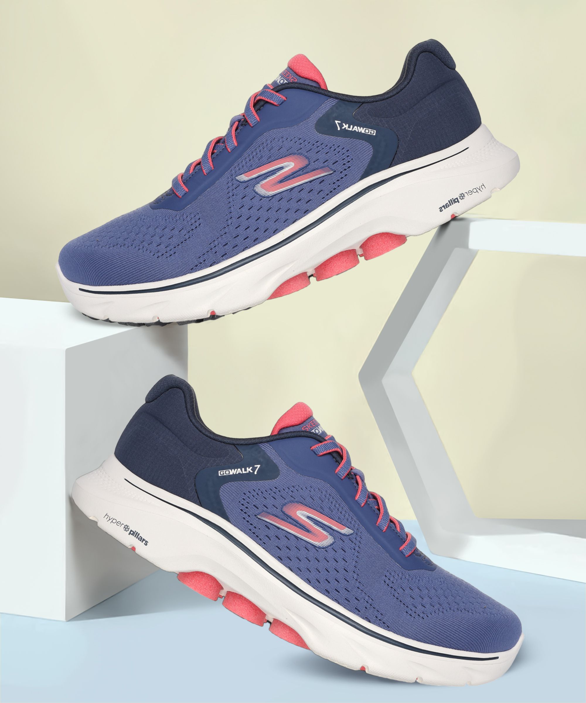 Skechers GO WALK 7-COSMIC WAVES Walking Shoes for Womens, Navy Coral-125215-NVCL Walking Shoes For Women-picture-13