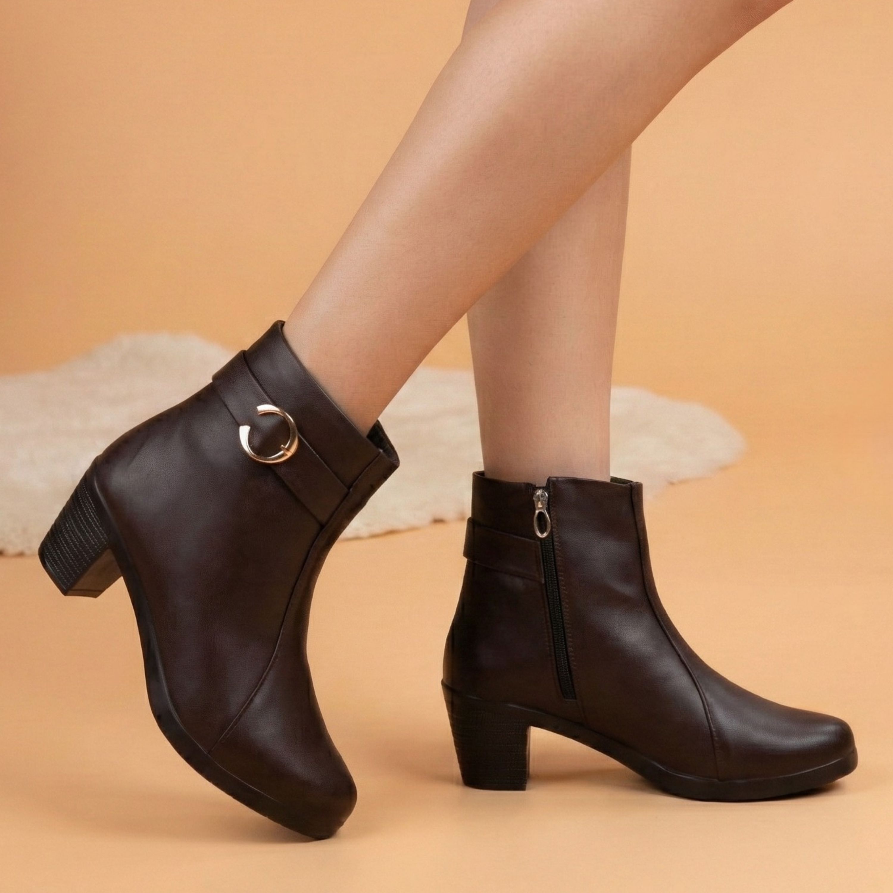 zixer Women Solid Ankle Block Heel Boots | Casual & Party Wear Chelsea Boots For Girls Boots For Women-picture-19