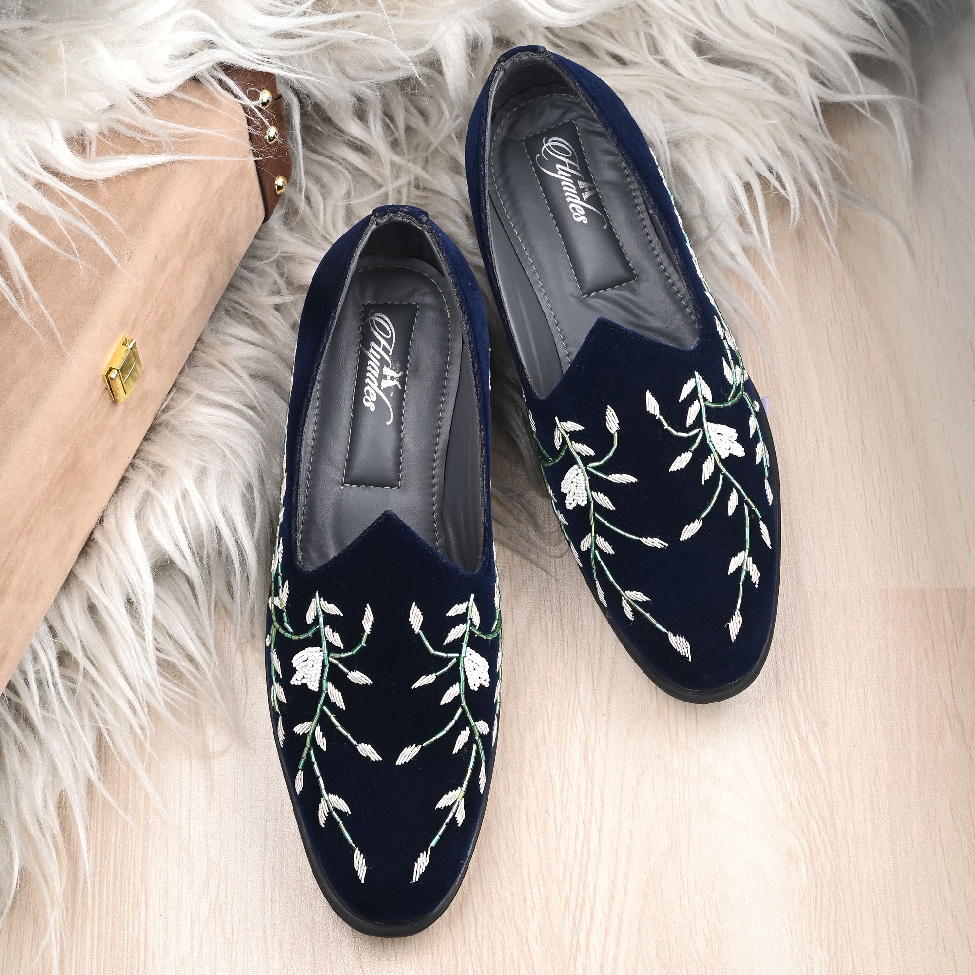 loocate Men's Velvet Ethnic Loafers|Wedding & Party Wear Slip-On Shoes Loafers For Men-picture-46