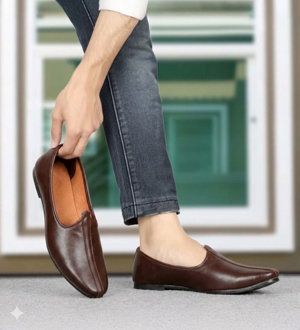 jaipuriya Men"s dark brown traditional Jalsa,comfortable ethnic footwear For Men BROWN Slip On For Men-picture-22