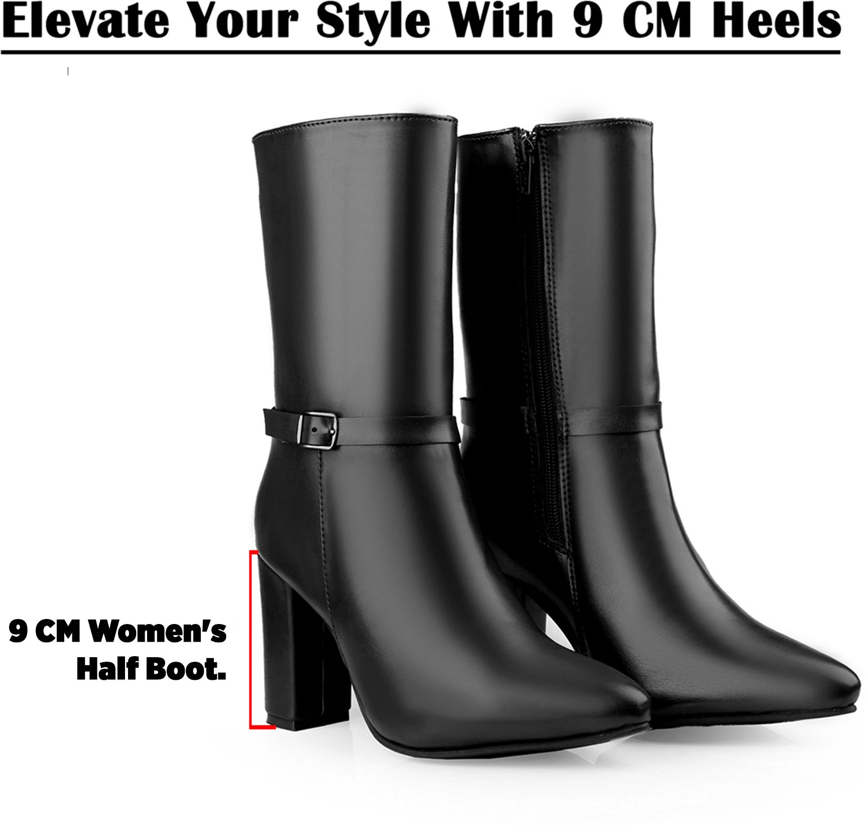 Womens 3.5 Inch Block Heel Formal Ankle Leanth Zipper Boot Slip On For Women-image-20
