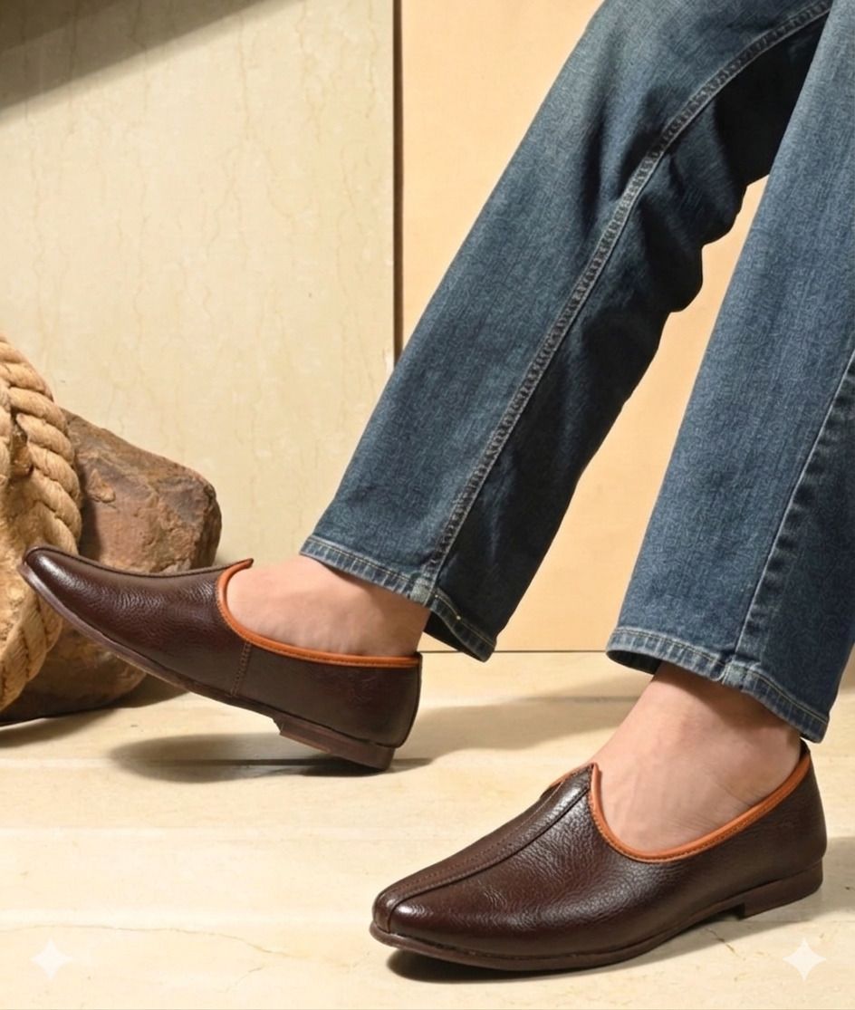 jaipur divinecraft Men's Jalsa Jutti,Jutis For Men BROWN Slip On For Men-picture-3