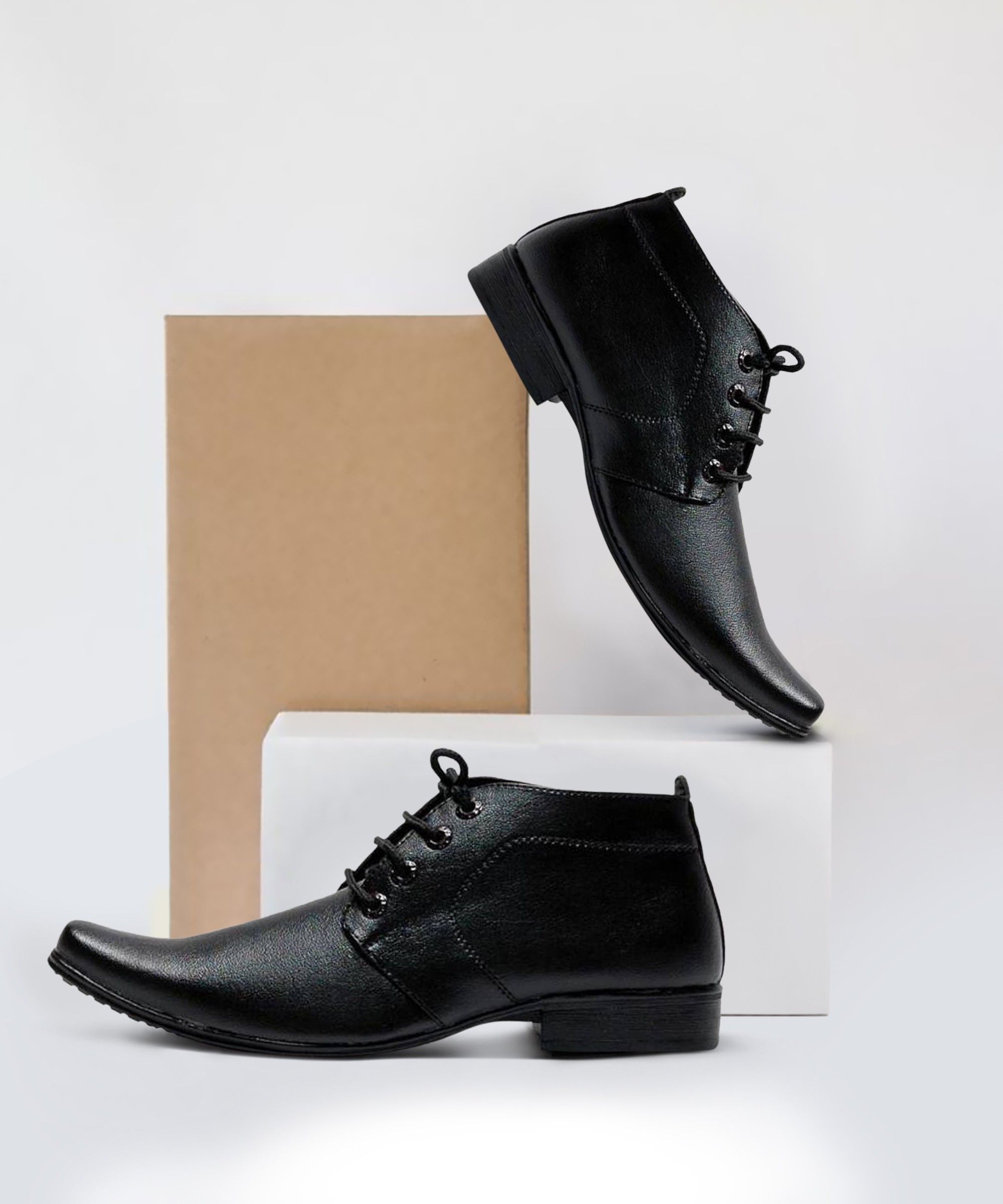 de loyon Black PartyWear Formal Shoes Lace Up For Men-picture-10