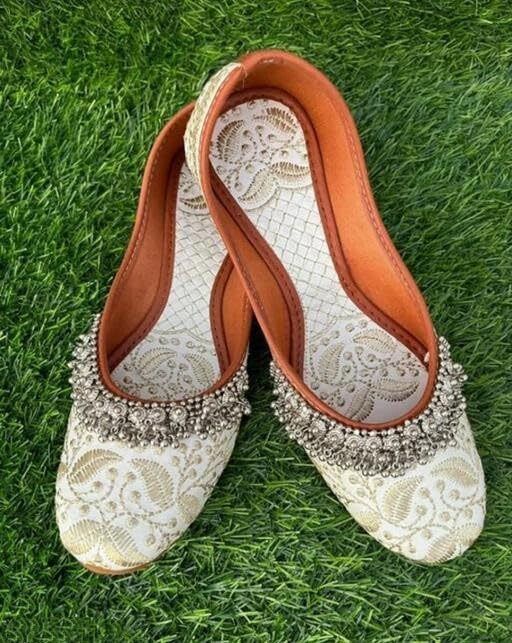Handmade Beautiful Rajasthani Embroidered PVC Sole Synthetic Printed Mojari Jutis For Women-image-20