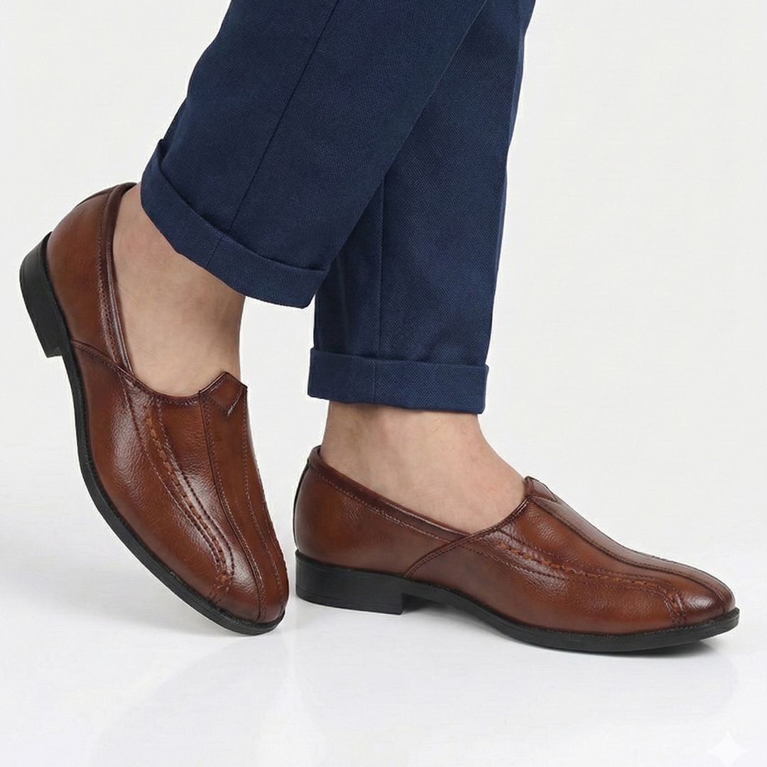 Broad Feet Traditional Wedding Slip On Ethnic Juttis|Party Slip On Evening Shoes Mojaris For Men-image-26
