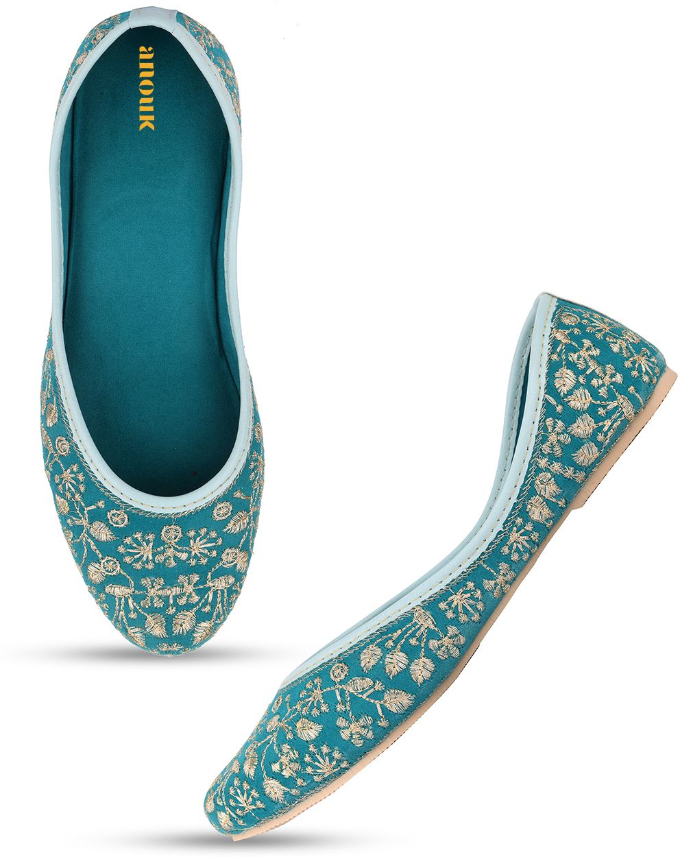 White embroidered mojari for women with beads embellishment Casuals For Women-image-27