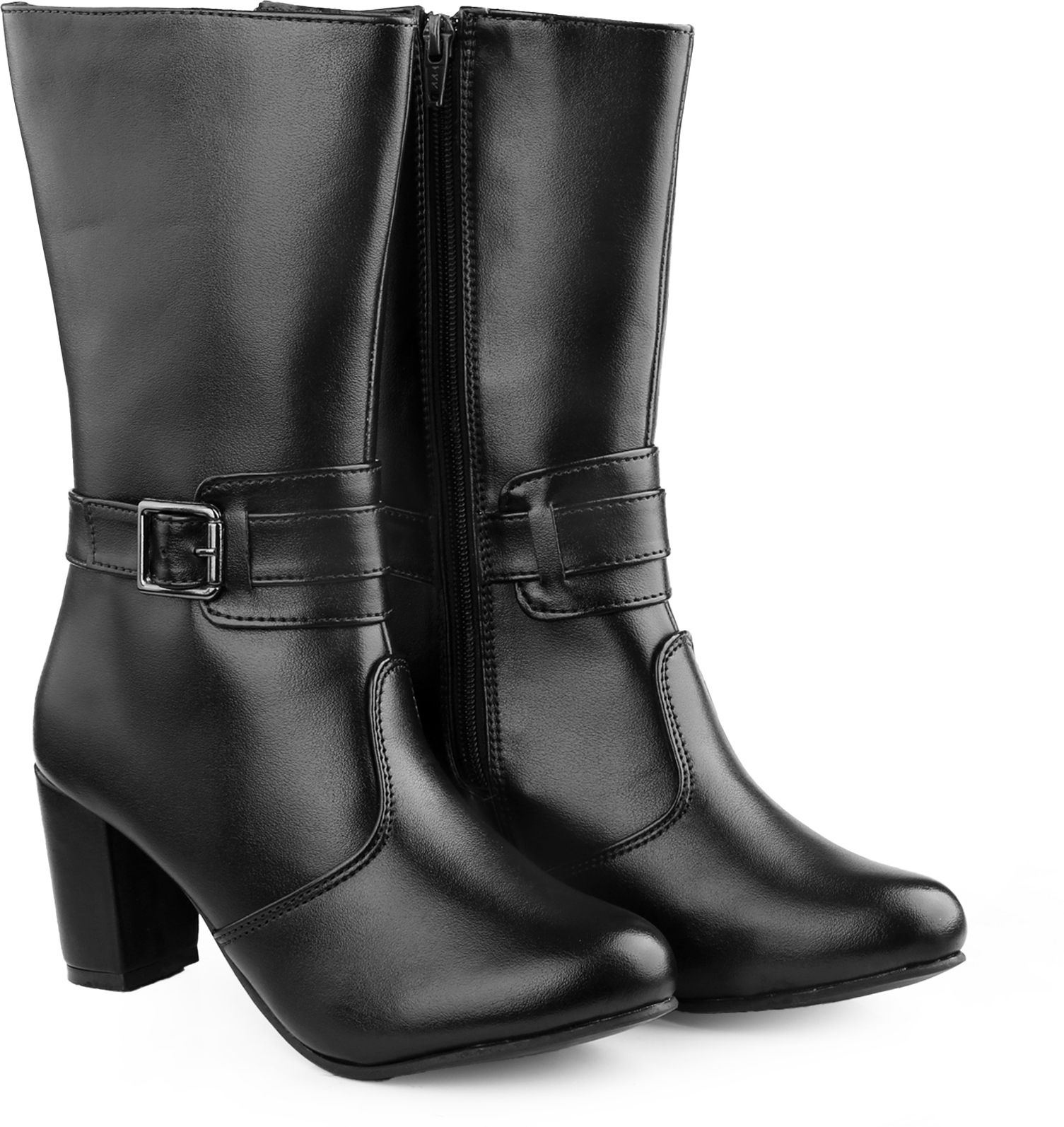 Classic High Ankle Zipper Boots for Women with Exclusive Buckle Design Slip On For Women-image-19
