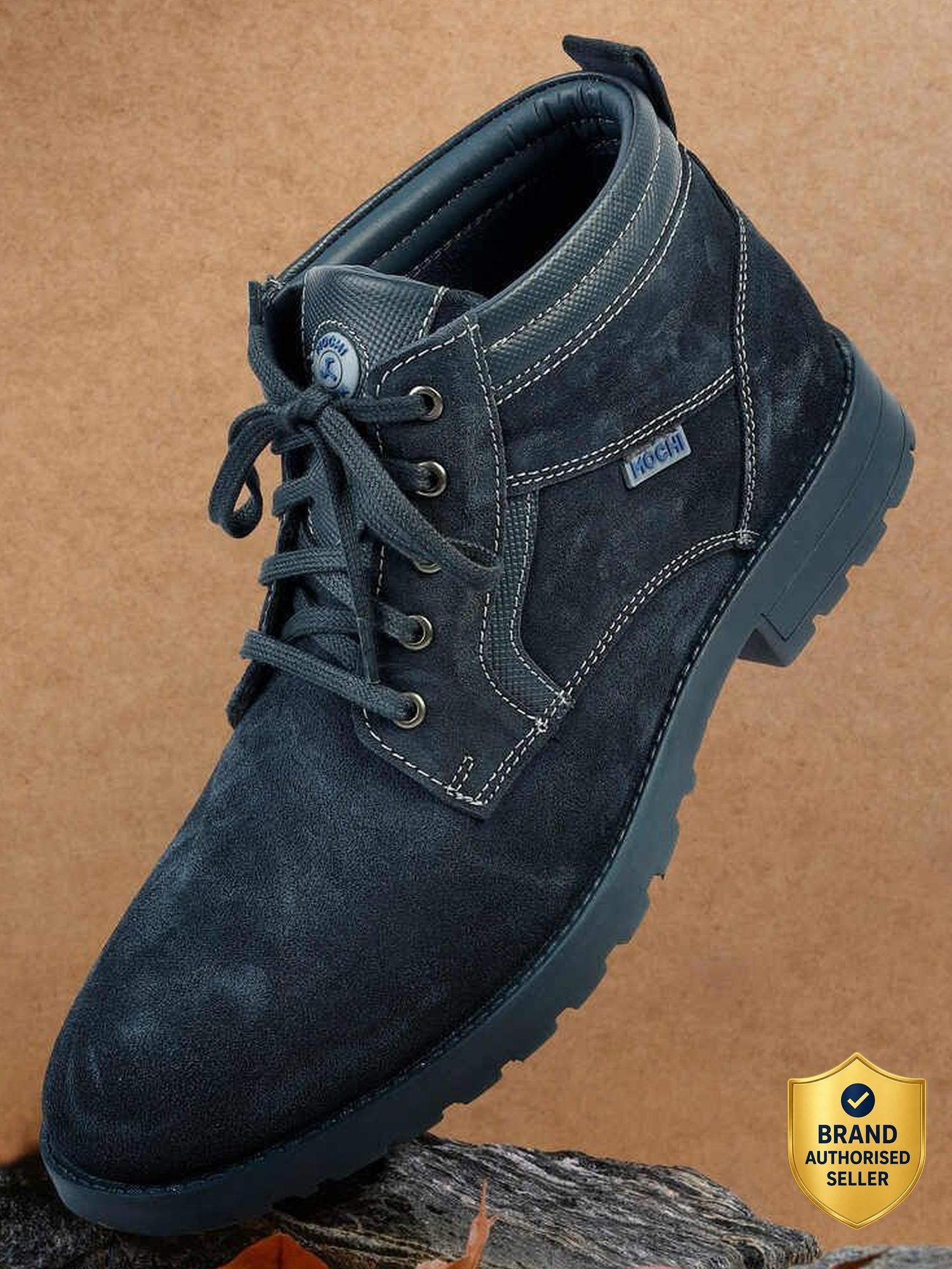 Men's Blue Lace Up closure Casual - Boots with Low Heel Boots For Men-image-29