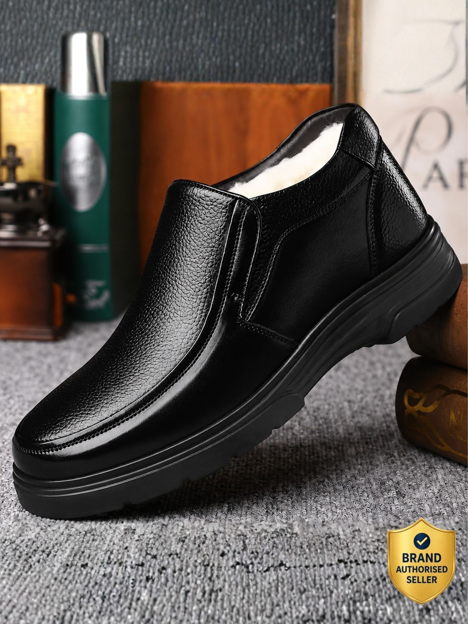 Mens Glossy Office Party Weddings Premium Black Formal Shoe For Men Stylish Boy Slip On For Men-image-3
