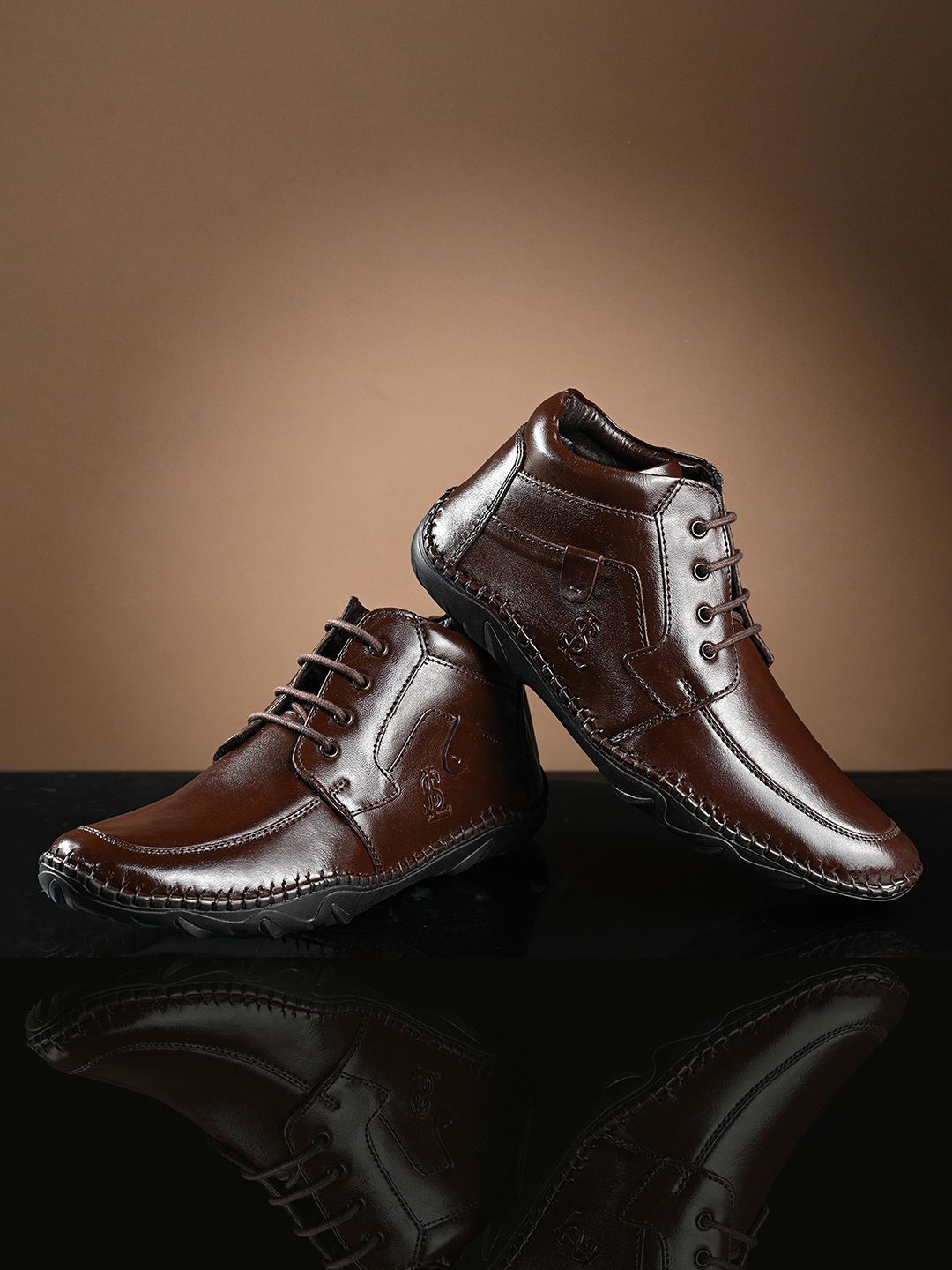 louis stitch Brunette Brown Genuine Leather Ultra Lightweight Mid-Ankle Chukka Shoes for Men Lace Up For Men-picture-13