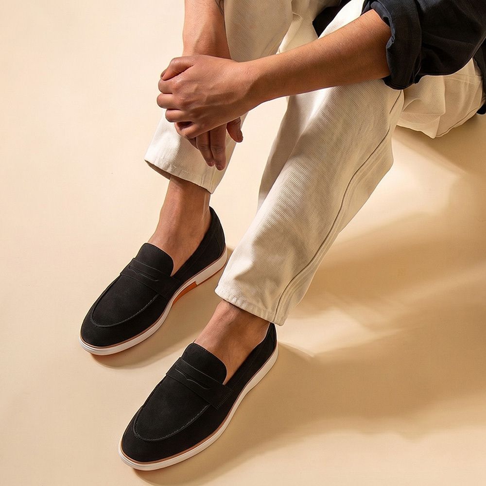 hayes london Italian Suede Leather Casual Slip-On, Lightweight & Breathable Summer Wear Loafers For Men-picture-22