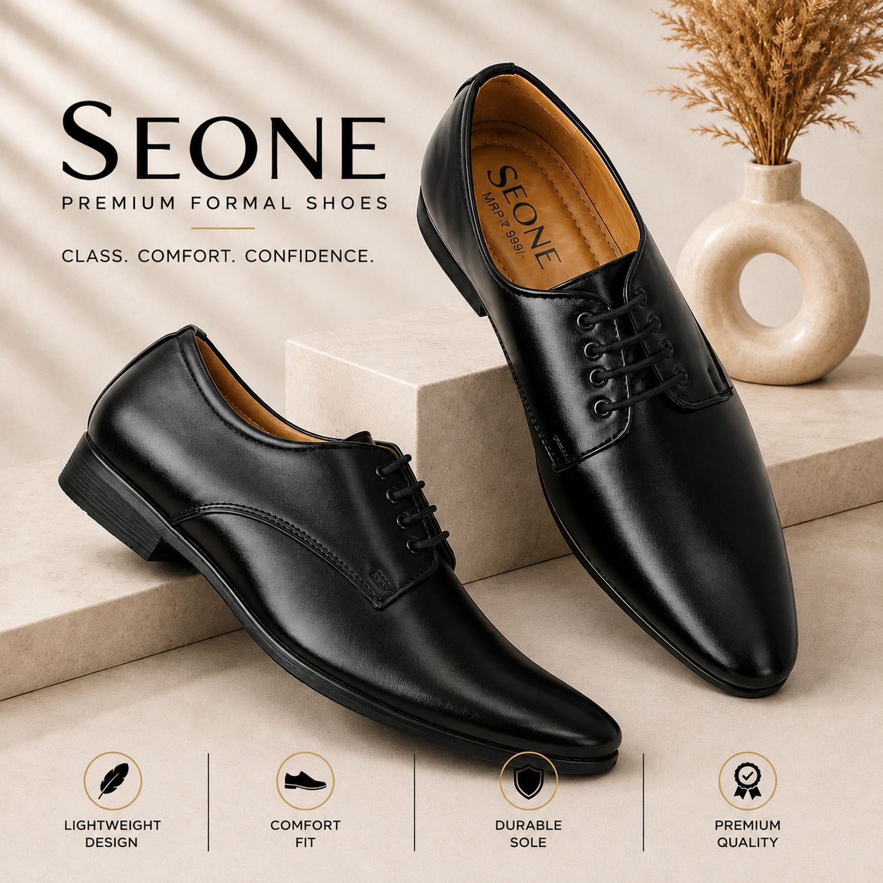 seone Premium Formal Shoes for Men Office Wear Business Party Lace-Up Shoes Derby For Men-picture-13