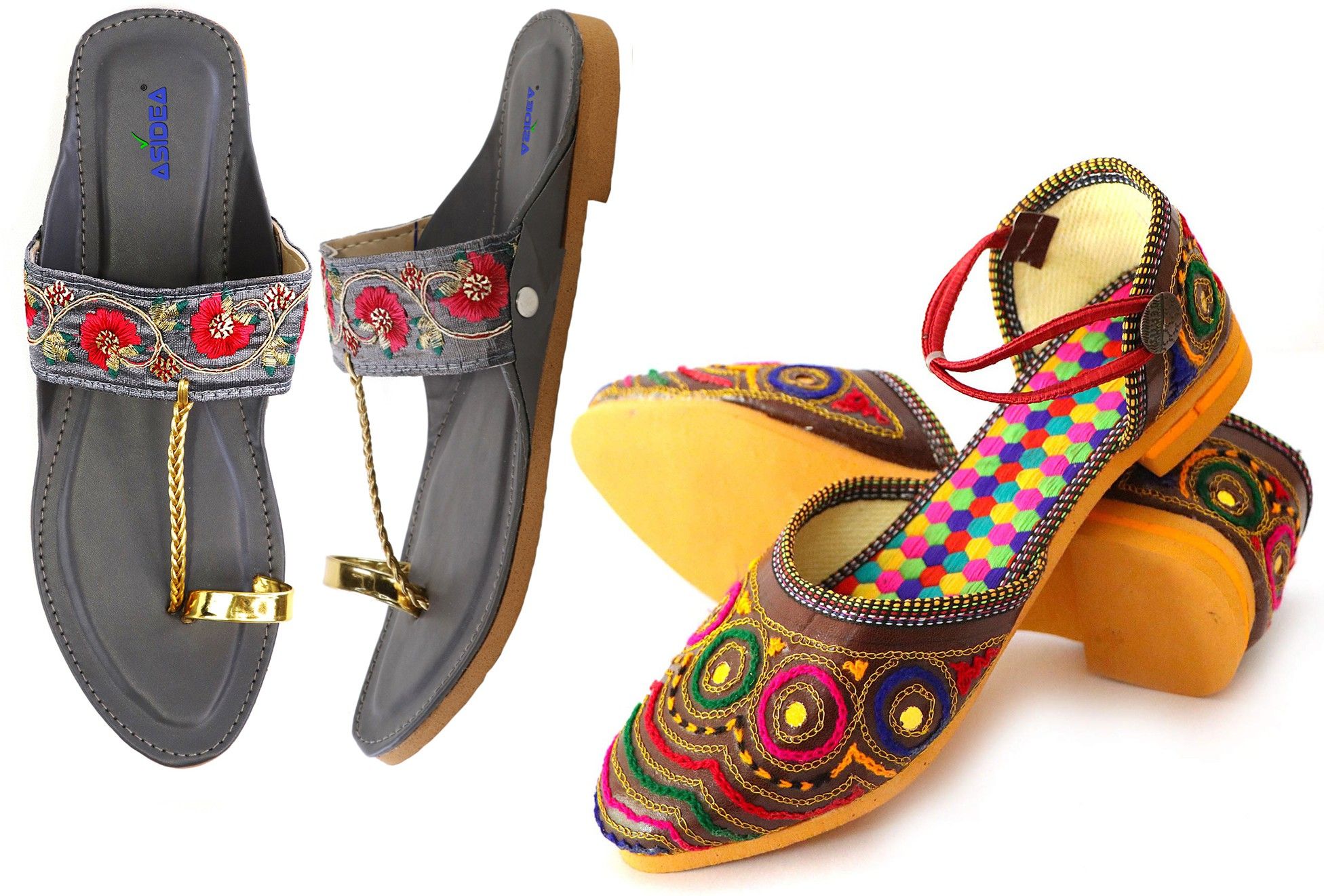 asidea kolhapuri slippers & multicolor jutti for women & girls Jutis For Women-picture-11