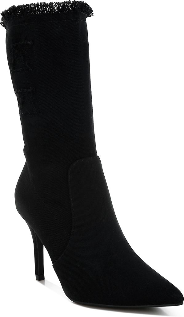 London Rag Women_Distressed Denim Mid-Calf Boots Boots For Women-image-33