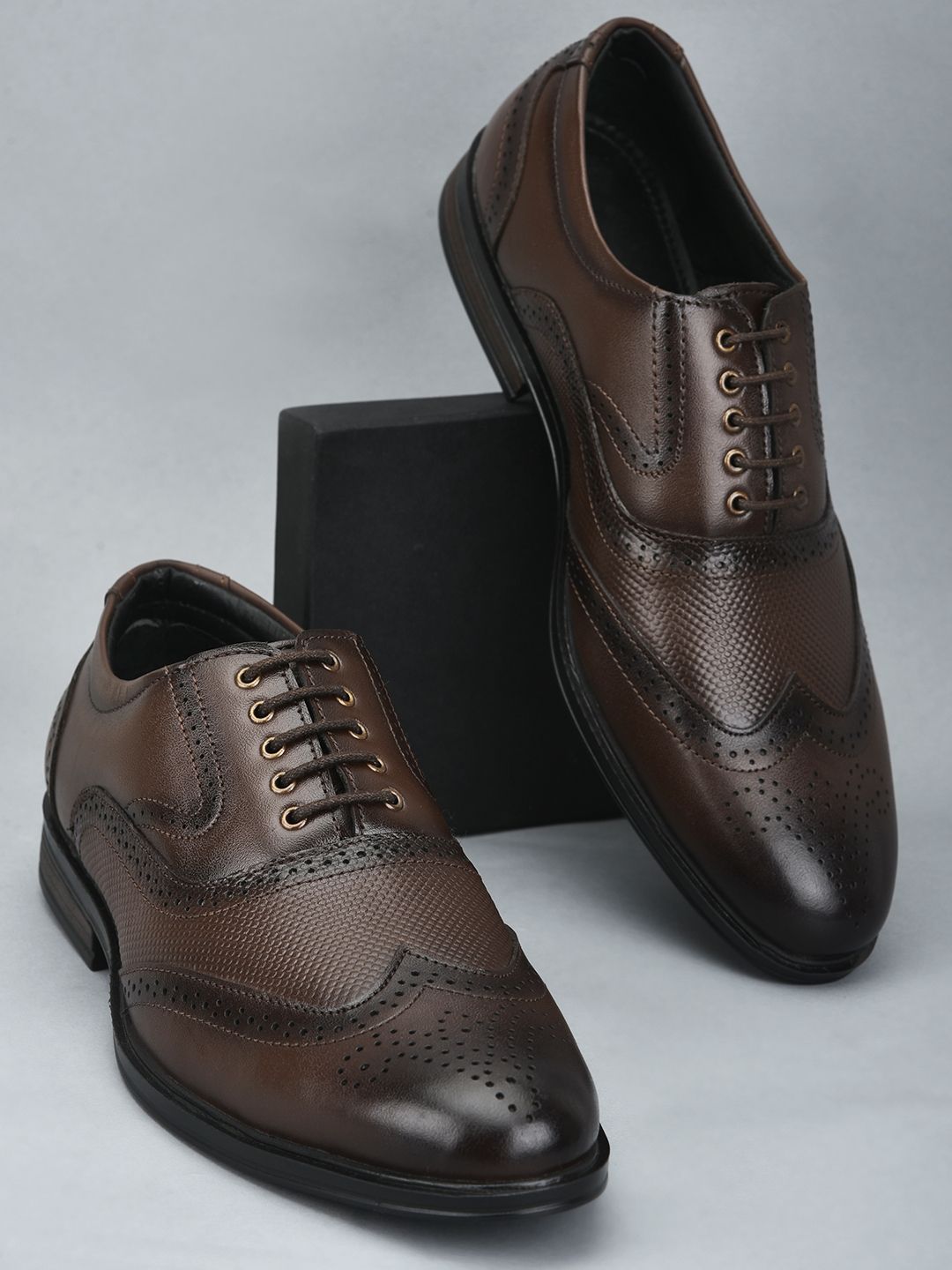Healers HOL-125E Formal Shoes With PU Sole | Lightweight & Comfortable Lacing Brogues For Men