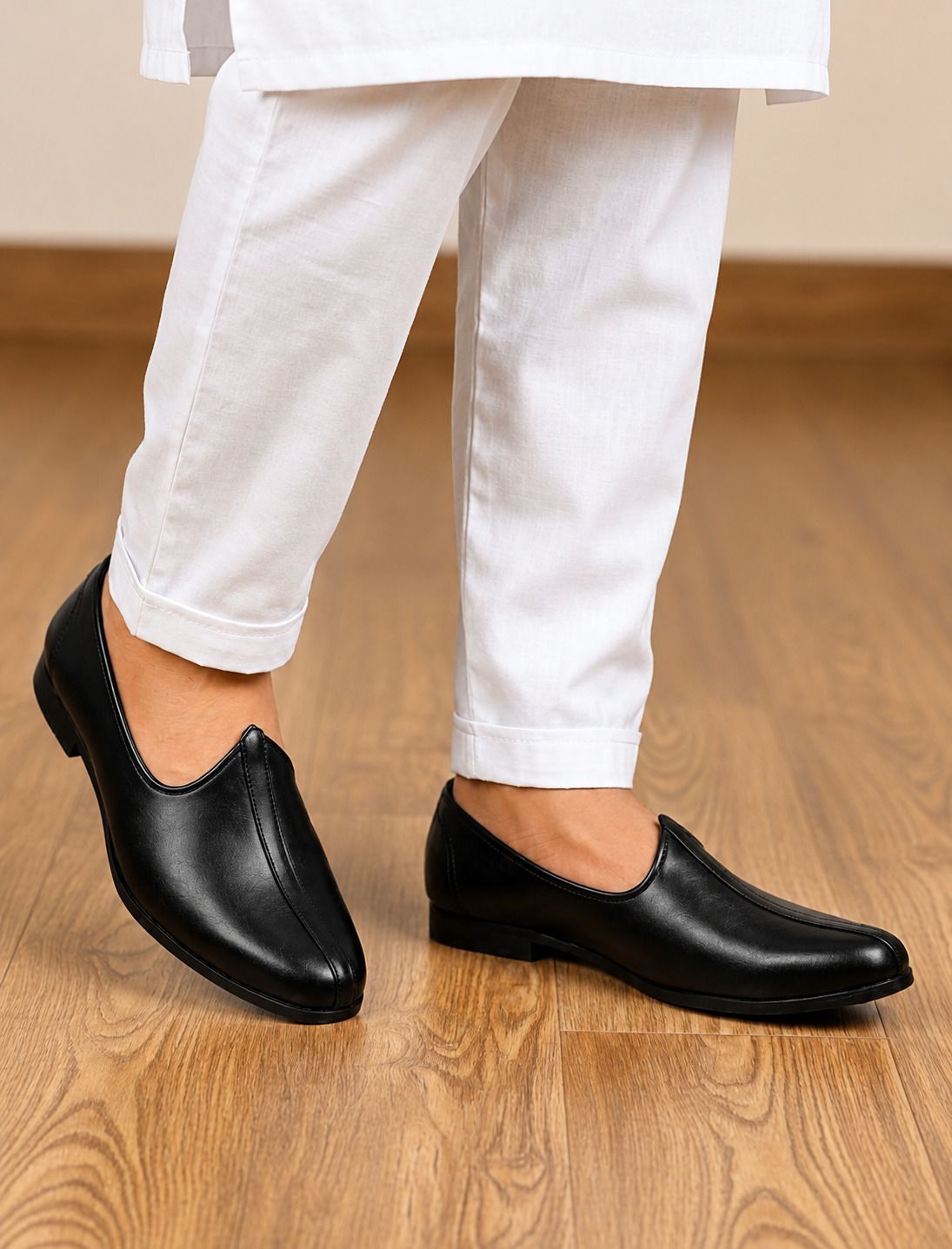 r rj trends Men's Solid Black Formal Slip-On Loafers / Ethnic Nagra Jutti Loafers For Men-picture-12