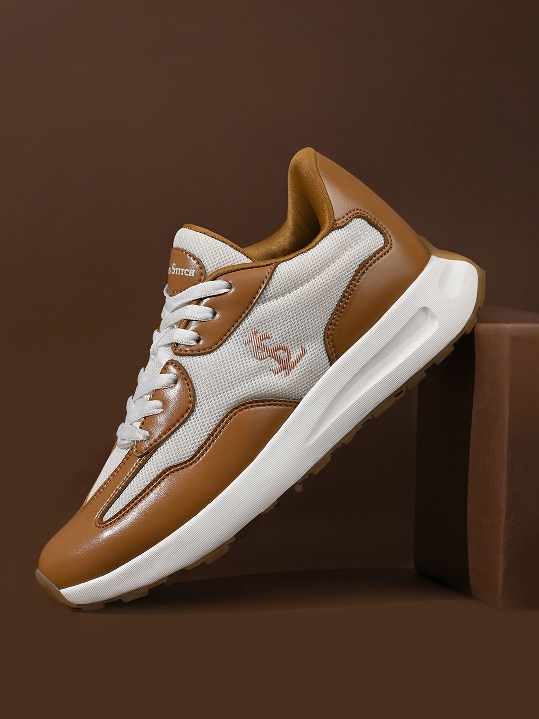 Tan and White Athleisure Sport Shoes, Casual Sneaker & Athleisure Wear Sneakers For Women