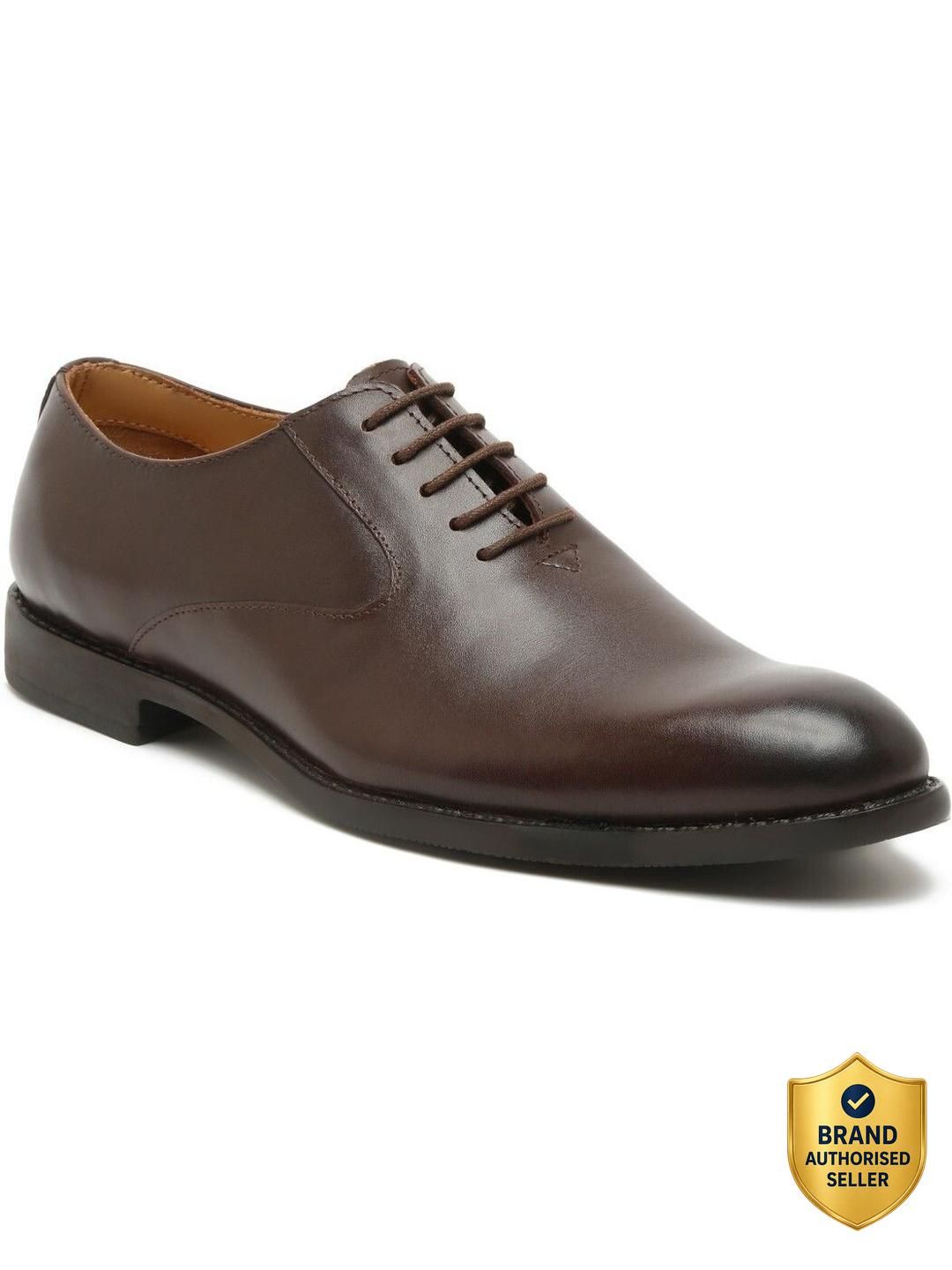 Men Brown Solid Genuine Leather Formal Oxfords Oxford For Men-image-29