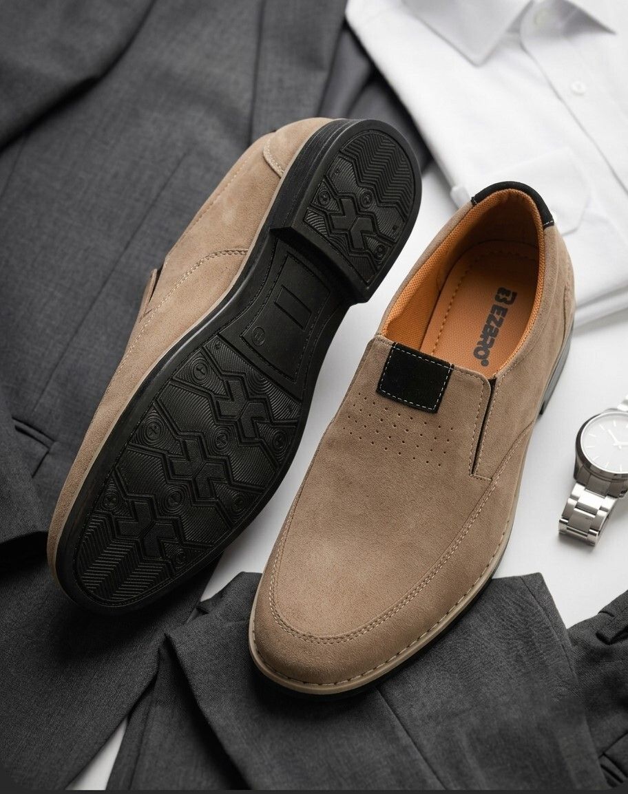 Men's Suede Slip-On Loafers | Casual Formal Shoes for Men | Beige Khaki Color Loafers For Men-image-40