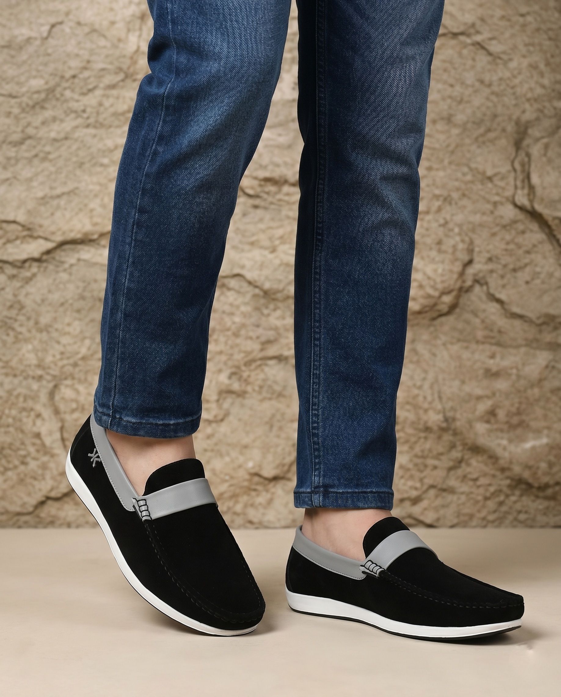 Men Black Faux Leather Casual Slip On Loafers Loafers For Men-image-2