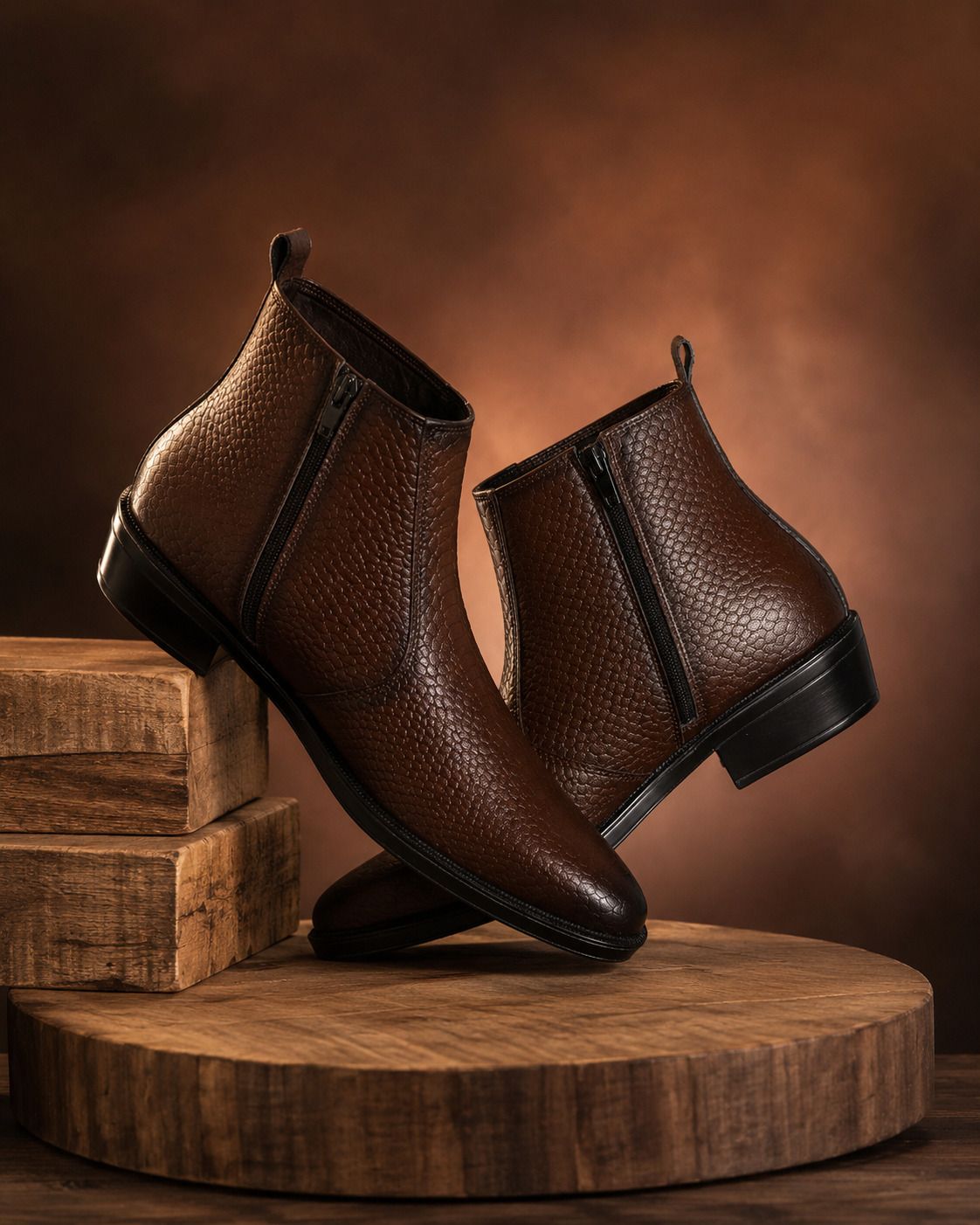 Men's Textured Ankle Boots with Side Zipper – Classic Formal Chelsea Style Boots For Men-image-28