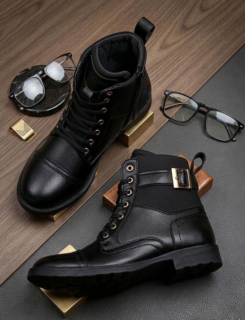 field care COOPER Casual Comfort Hi-Top Zipper Uniform Dress Partywear Biker Army Style Boots For Men-picture-18