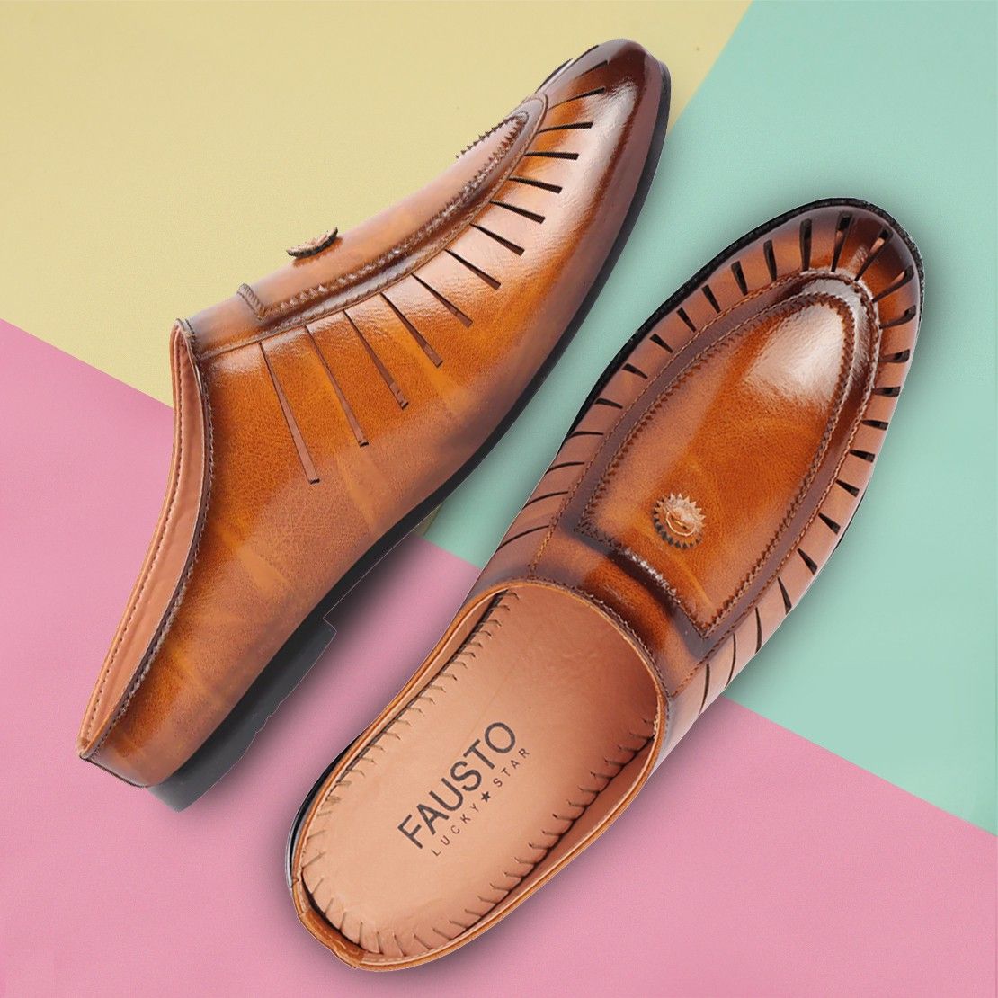 Basics Back Open Laser Cut Design Classic Evening Wedding Slip On Mojaris For Men-image-26