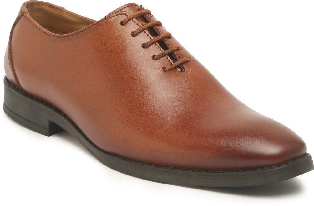 Men Tan Solid Geniune Leather Formal Oxfords Oxford For Men-image-28