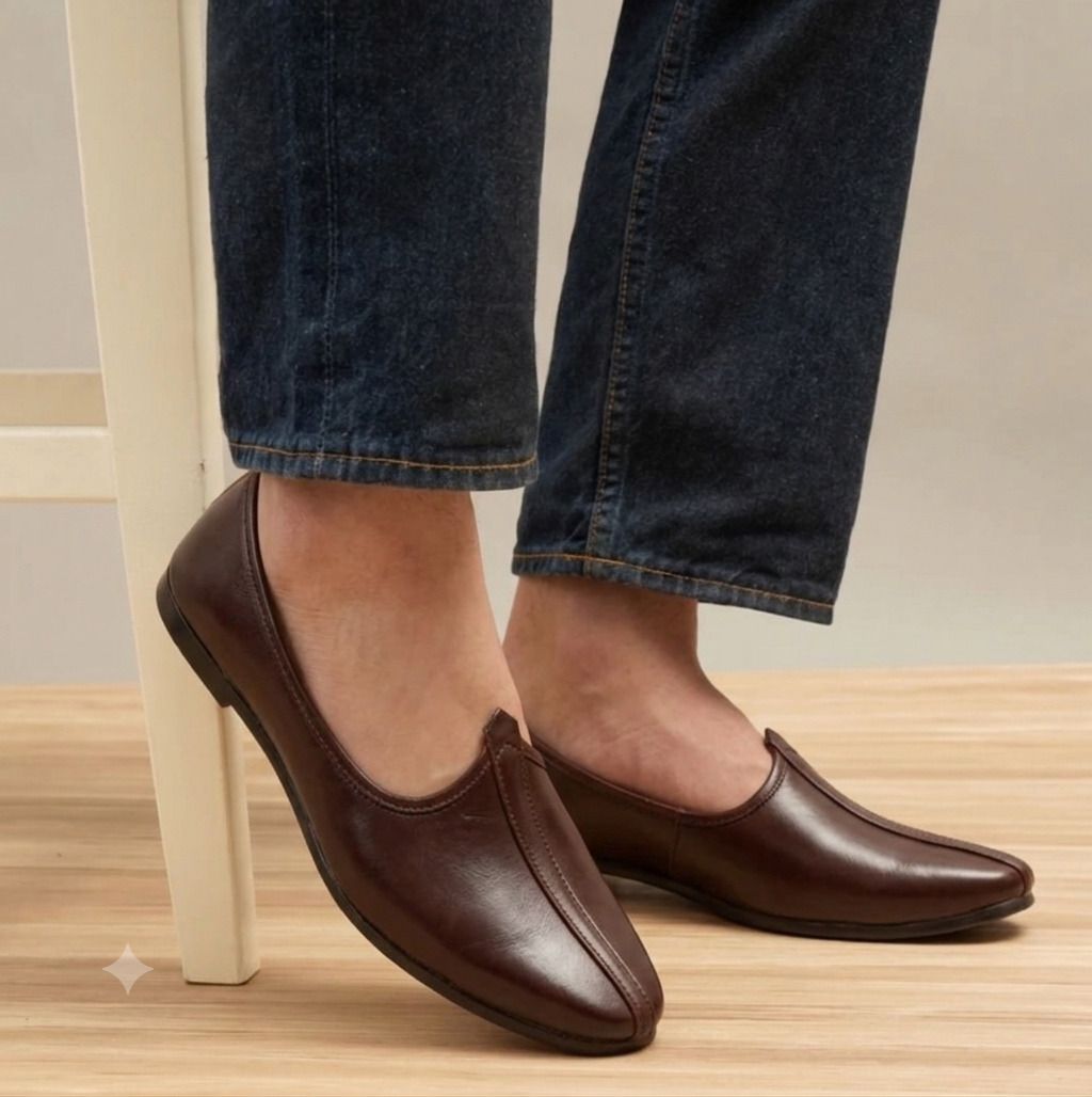 jaipur divinecraft Men's dark brown traditional mojaris,comfortable ethnic footwear For Men Slip On For Men-picture-31