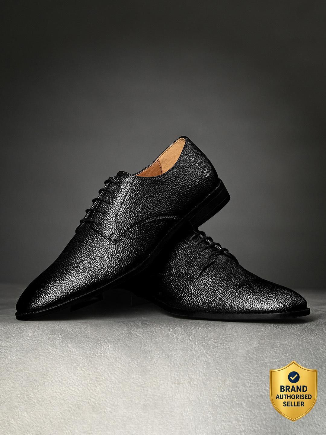 louis stitch Jet Black Formal Lace-Up Derby Shoes for men, LSNRGPDPL Derby For Men-picture-1