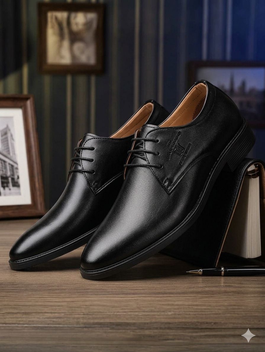 chandkhan BLACK FORMAL SHOES Derby For Men-picture-48