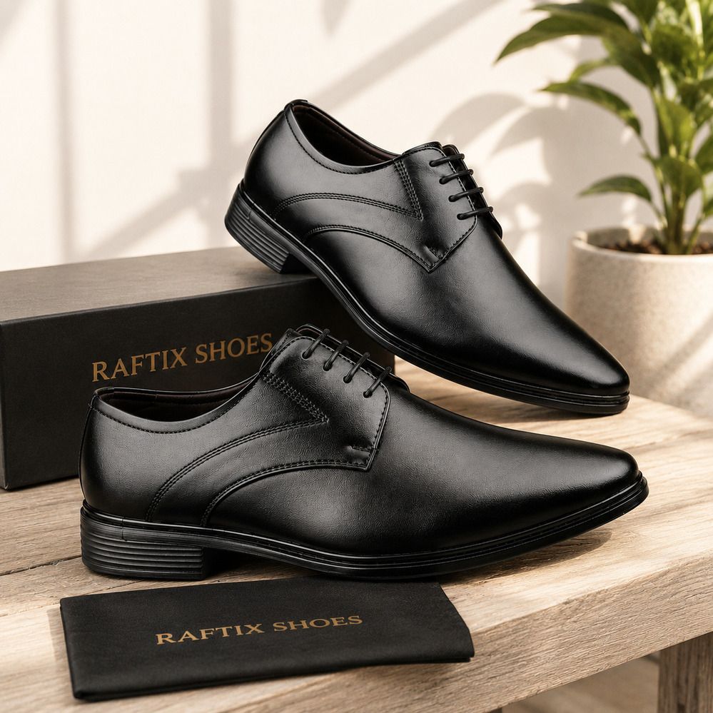 raftix Men's Formal Derby Shoes | Premium Synthetic Leather Lace-Up Office Casuals For Men-picture-11