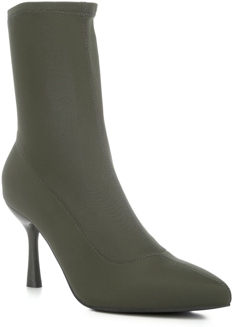 Khaki Solid Mid Heel Sock Boots Boots For Women-image-49