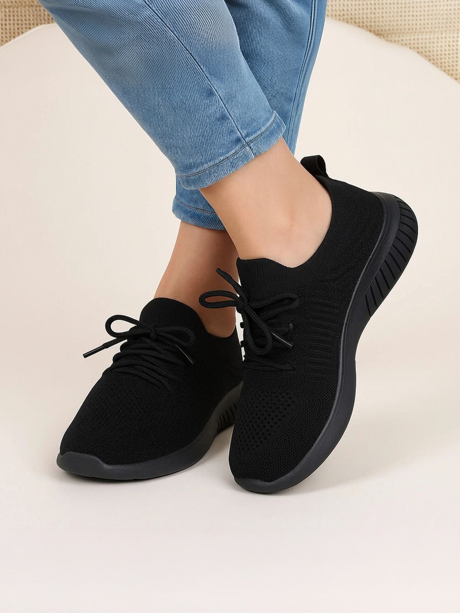 PODDAR Black Lightweight Breathable Soft Mesh Comfortable Cushioning Women Shoe Walking Shoes For Women-image-18