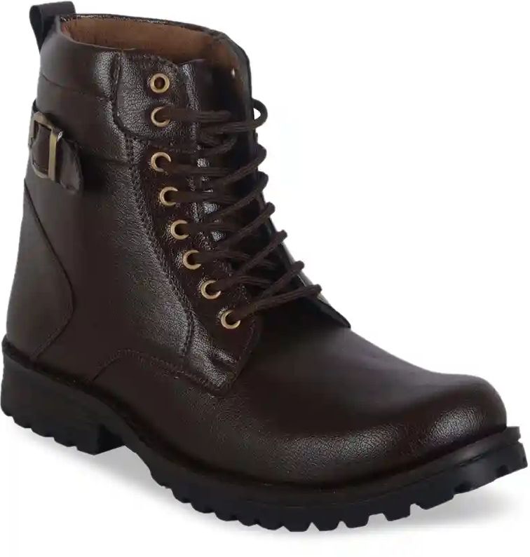 Men Textured Mid-Top Lace-Up Boots – Cushioned Casual & Outdoor Boots, Brown Boots For Men-image-8