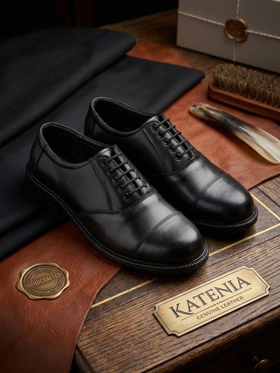 katenia Men's Black Genuine Leather Formal Lace-Up Shoes Oxford For Men-picture-26