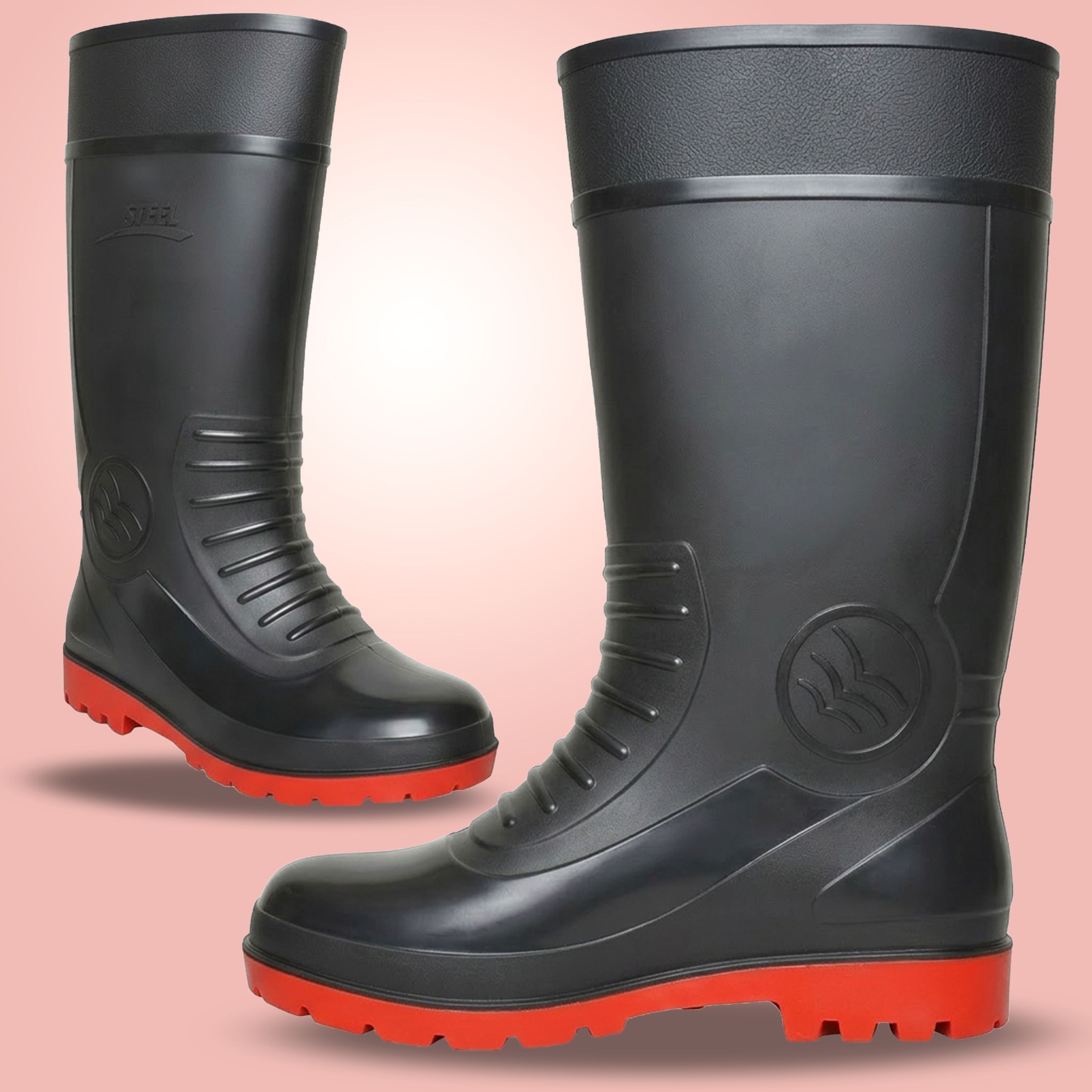 PVC 12-inch Gumboots Non-Metallic Toe, Oil and Water-Resistant Boots For Men