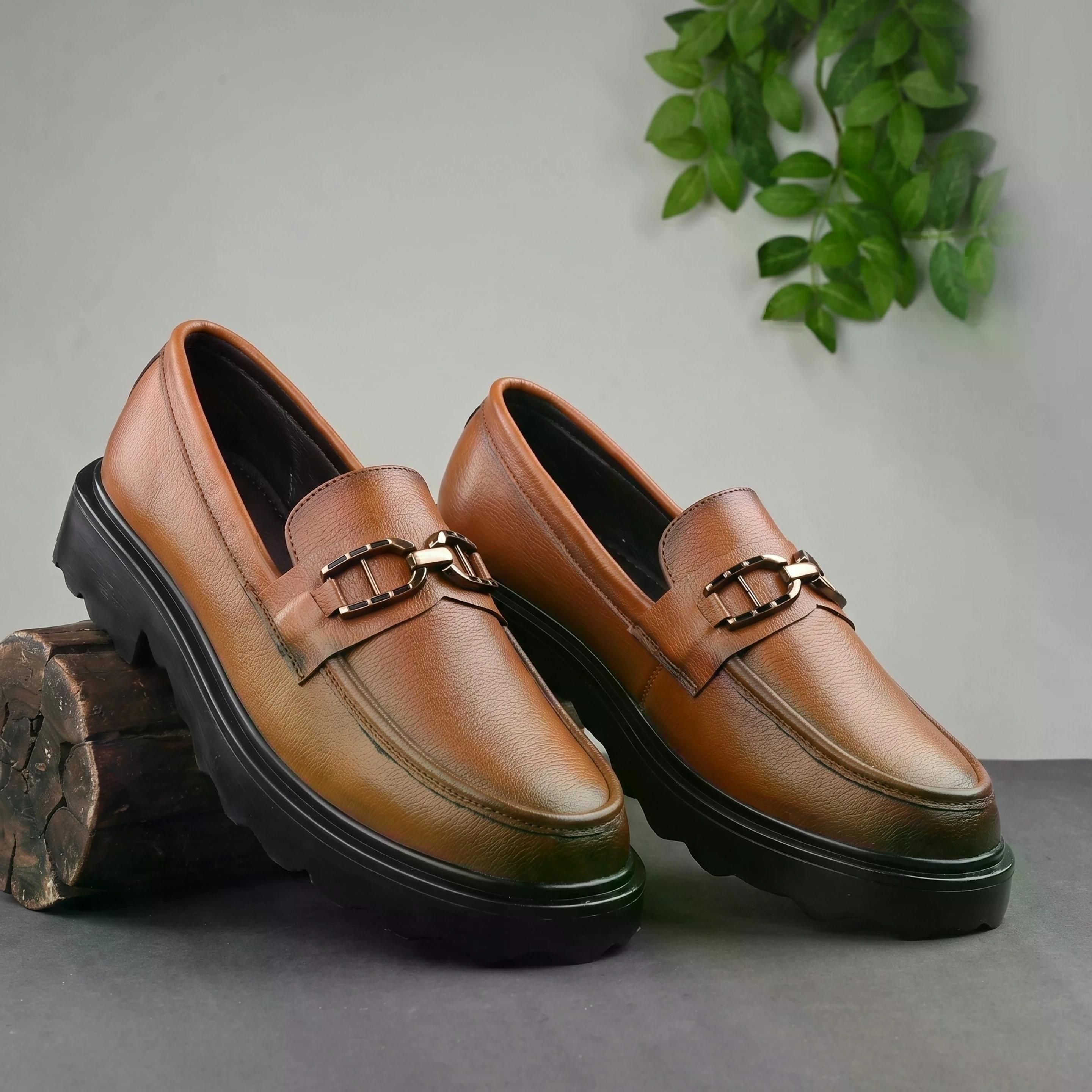 invictus Men Tan Horsebit Formal And Casual Slip-On Platform Loafers Loafers For Men-picture-11