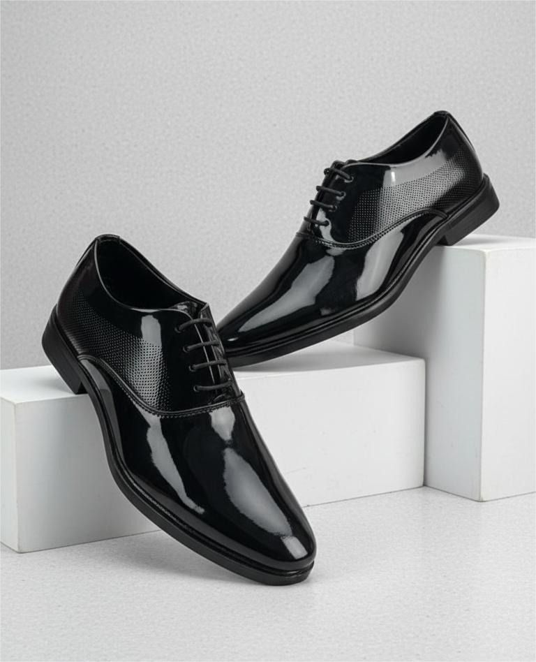kickonus Men's Formal Dress Shoes Patent Leather Party wear Derby For Men-picture-23