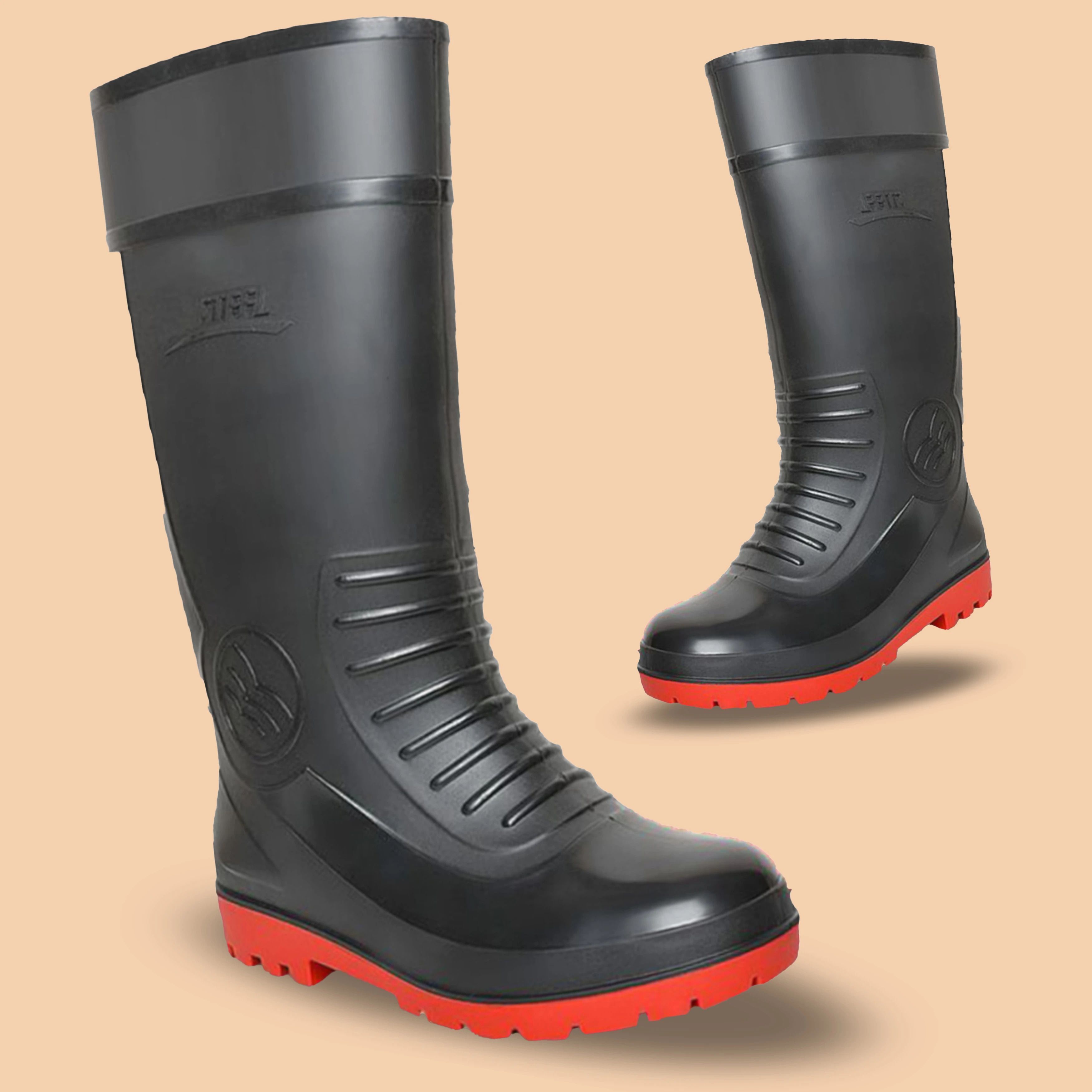 elecant PVC Gumboots 12-inch Non-Metallic Toe, Oil And Water Resistant Slip On For Men-picture-17