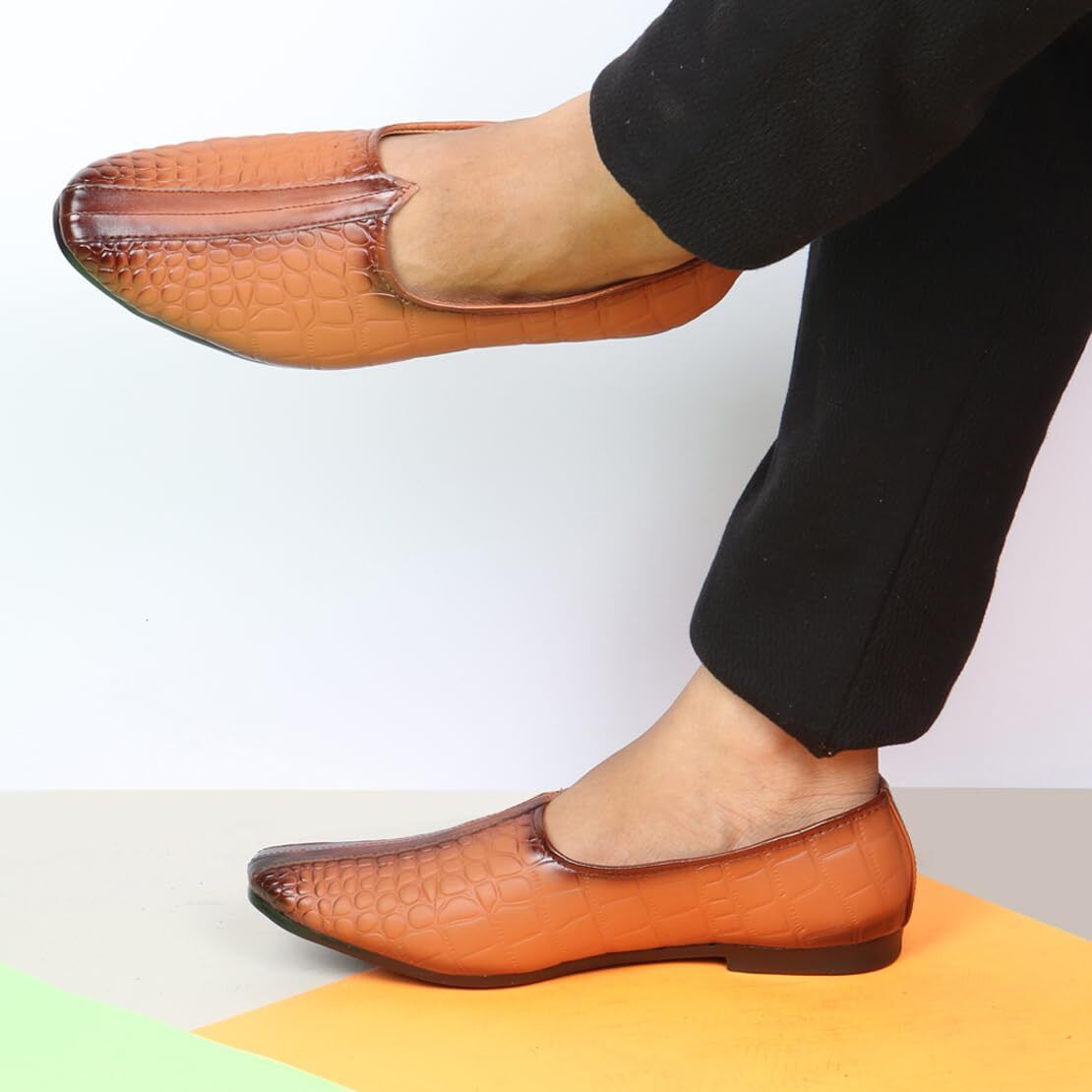 Party Wear Wedding Embossed Design Slip On Ethnic Juttis and Mojaris For Men-image-19