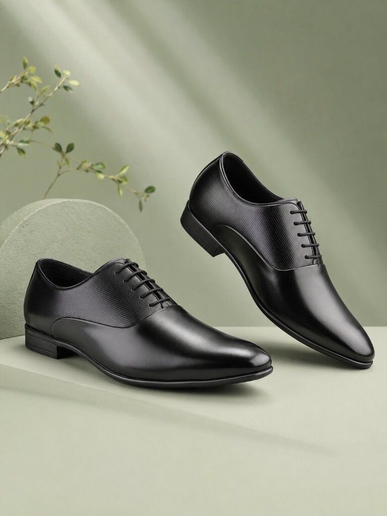 Lightweight Synthetic Leather Formal Oxford|Soft Cushion Comfort|Easy Lace-Ups Oxford For Men-image-3