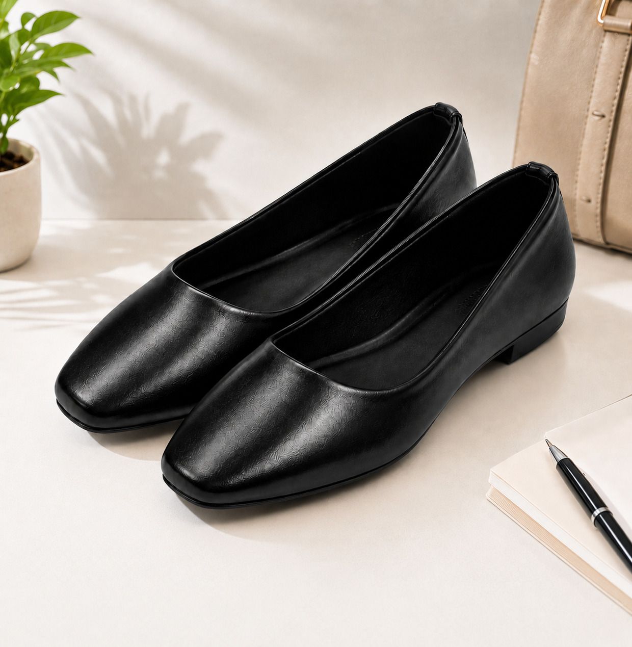 Urban Grace Luxe Black Formal Office Wear Bellies for Women Bellies For Women-image-9