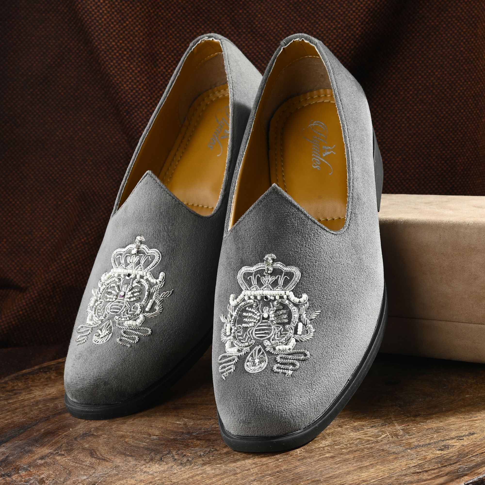loocate Men's Velvet Ethnic Loafers|Wedding & Party Wear Slip-On Shoes Loafers For Men-picture-47