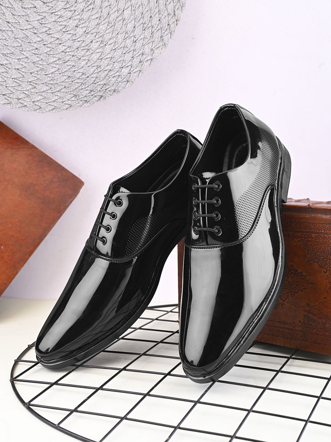 bala taal Black Patent Formal Derby For Men-picture-36