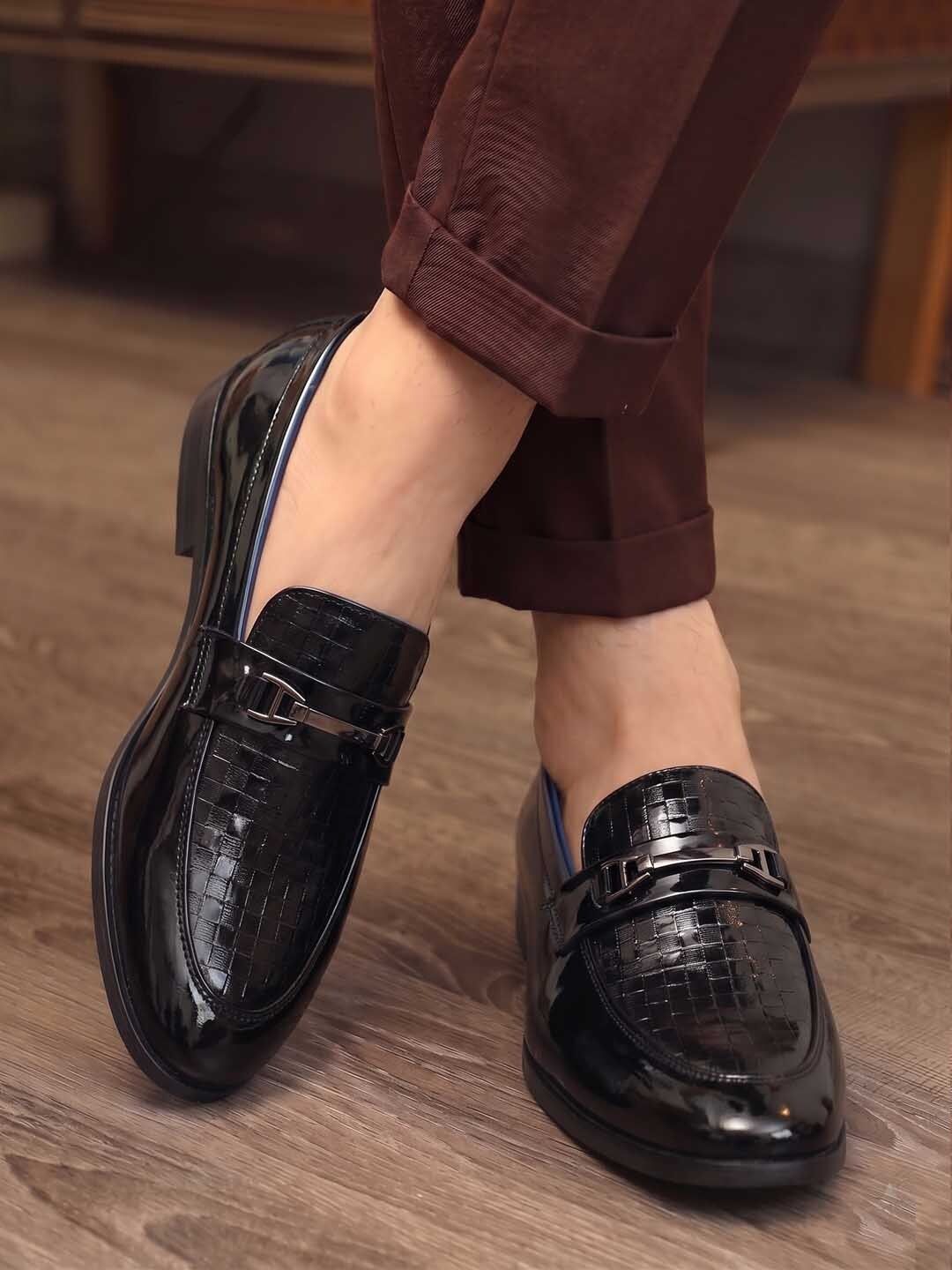 HERE&NOW Black Horse-bit formal shoes Slip On For Men-picture-12