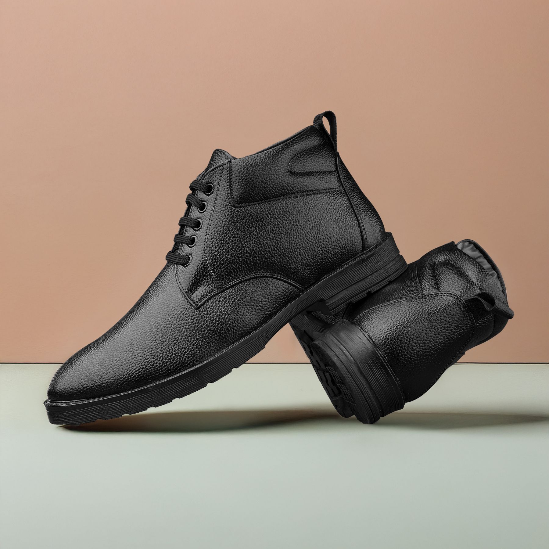 Men Leather Lace-Ups Textured Regular Boots Boots For Men-image-10